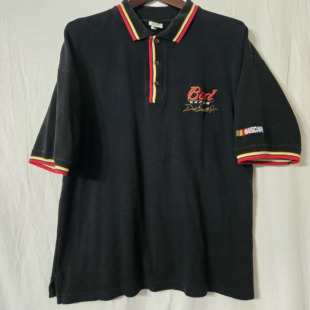 VTG Dale‎ Earnhardt Jr. Polo Shirt Black  Sz Medium Winners Circle 100% Cotton